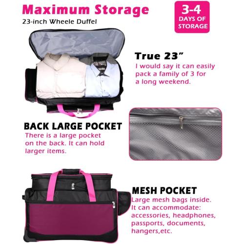 Dance Bag with Garment Rack,23inch Dance Competition Garment Bags with Clothes Rack,Suitcase,Rolling Duffle for Travel, Wheeled Drop-Bottom Upright Luggage Closet Suitcase(Expand-Purple