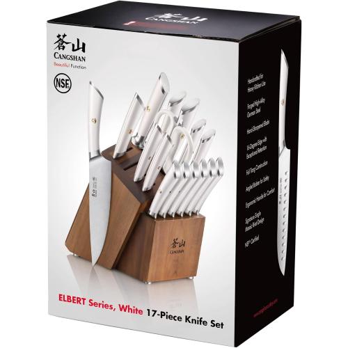 Cangshan ELBERT Series German Steel Forged Knife Block Sets (17-Piece, White)