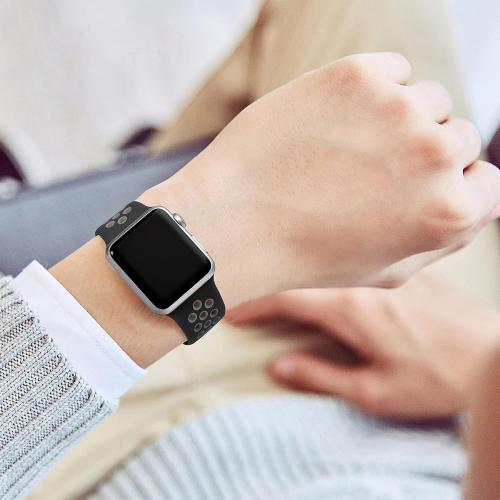 Lerobo Sport Bands Compatible with Apple Watch Ultra 3 2 1 Band 49mm for iWatch Band 11 10 46mm SE 3 2 1 44mm 45mm 42mm, Breathable Silicone Strap for iWatch Series 9 8 7 6 5 4 3 2 1 Men,Black/Gray