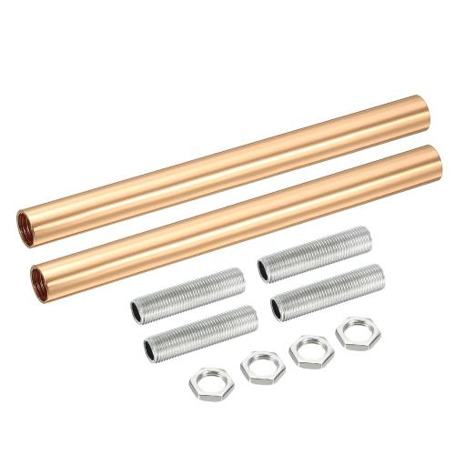 MECCANIXITY Threaded Extension Rod, 5.91 Lamp Pipe with Connector Light Fixture for Pendant Light Island Lighting Chandeliers Stems, French Gold 2 Set