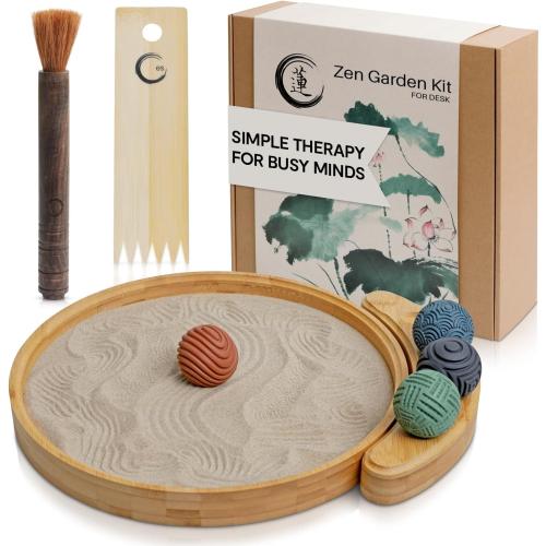 12 ENSO SENSORY Japanese Zen Garden Kit for Desk – 12” Bamboo Sand Garden Zen Décor | Meditation Gift | Sensory Therapy Tool for Mindfulness & Emotional Wellness