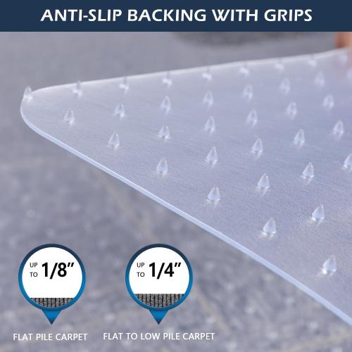 Chair Mat for Carpet, SALLOUS 46 x 60 Office Chair Mat for Carpeted Floors, Heavy Duty Vinyl Floor Mat with Grips, Floor Protector Computer Desk Mat for Home Office (Clear, Rectangular)