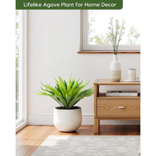 Velener Fake Agave Artificial Plant, Unpotted Fake Succulents Plant for Room Decor, UV Resistant Faux Agave Plant for Outdoor/Indoor Decor, 22 inches, Set of 1(43 Leaves)
