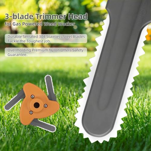 Quintillus H01 Weed Eater Blades for Gas Powered Weed Eater String Trimmer Head 3-Blade Universal Trimmer Head Attachment for Weedeater Grass Head for Weed Wacker Blade Replacement for Weed Warrior