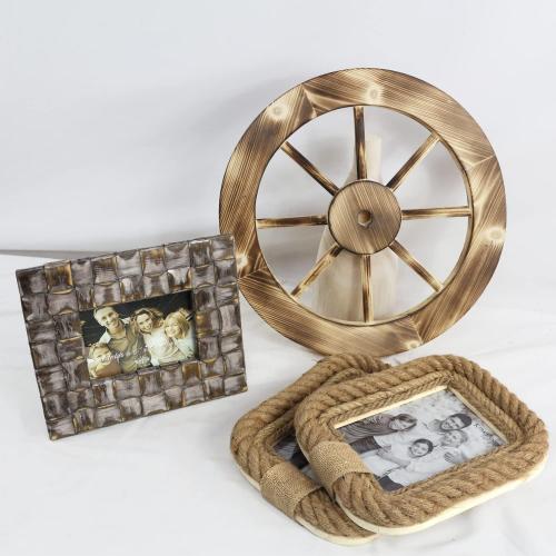 Photo Frame, Hand Make Photo Picture Frame Handicrafts Home Photo Picture Frame,4x6 Wood Photo Frame Wood Chips,Natural Wood Color
