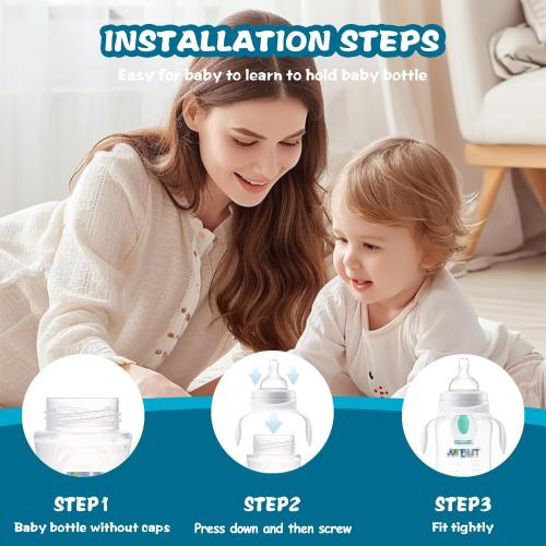 Baby Bottle Handles Compatible with Philips Avent Anti-Colic and AirFree Vent Baby Bottles, Compatible Avent Bottle Holder,4 Count (White)