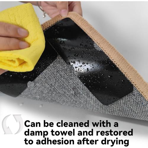 Rug Carpet Non Slip Grippers, Reusable Rug Tape Stickers Pads for Hardwood Floors and Tiles, Double Sided Carpet Grippers for Area Rugs Corners Flat, No Damaging for Floor Removable, 12Pcs