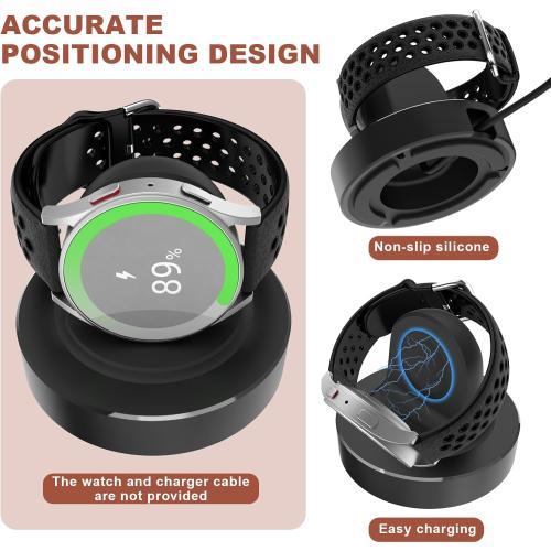 HALLEAST Galaxy Watch 7/6/5/4 Charger Stand, Charging Dock Holder with Weighted Aluminum Alloy Base, Galaxy Watch Ultra/6 Classic/5 Pro/4 Classic/Active 2 & Active, No Charger