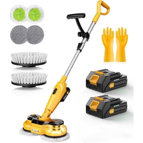 qimedo Cordless Electric Mop M3, 6000mAh, 2-in-1 Power Scrubber & Mops | 800RPM Floor Scrubber Machine, Automatic Spin Mops with Smart Display, Rotating Mop with LED Light & Water Spray
