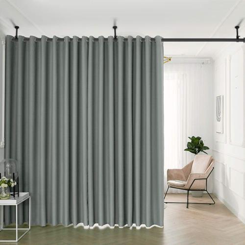 YunNephele Ceiling Curtain Rod 56-108 inch Matte Black,Adjustable Metal Single Window Curtain Rods Set,1 inch diameter Hanging /Wall Mount Drapery Rod