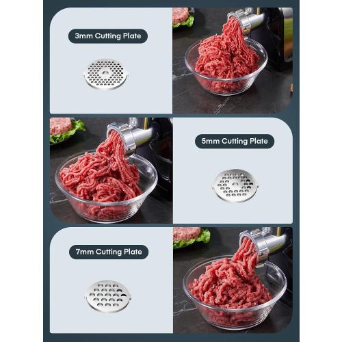 Electric Meat Grinder, Sausage Stuffer with 3 Sausage Tubes, 2 Blades, 3 Plates, 3200W Max, Meat Grinder Heavy Duty for Home Kitchen Use, Stainless Steel (Black)