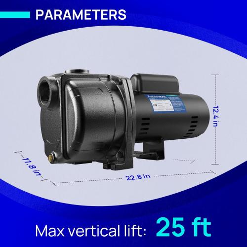 AQUASTRONG 1.5 HP Shallow Well Jet/Centrifugal Pump, 4250 GPH, 115/230V, Durable Cast Iron Booster Pump for Lawn Sprinkler, Garden Irrigation