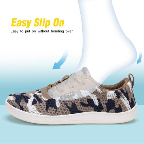ZYEN Women's Size 9.5-10 Wide Toe Box Barefoot Shoes for Women | Wide Width Breathable Camouflage Shoes | Zero Drop Sole Fashion Non Slip Gym Sneaker Lightweight Minimalist Walking Sneaker