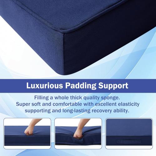 Outdoor Chair Cushions Set of 4, Waterproof Patio Chair Cushions, 19 x 19x 3 Patio Cushion for Outdoor Furniture, Outdoors Seat Cushion for Patios Furniture with Handle and Ties, Navy Blue