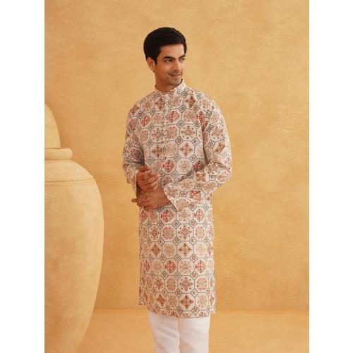 Sojanya 7XL (Since 1958 Men'S Cotton Blend Printed Only Long Kurta