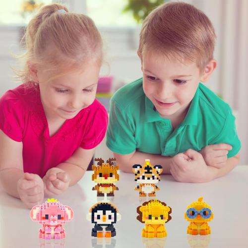 6 Pack Cute Mini Animal Building Blocks Toys for Kids Easter Egg Fillers, Valentines School Classroom Exchange Party Favors Gifts for Boys Girls Age 6-12
