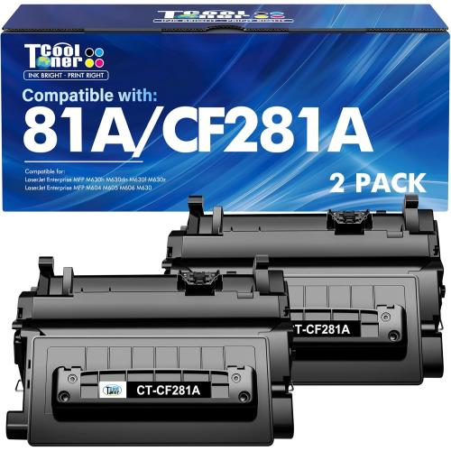CF281A 81A Black Toner Cartridge 2-Pack Compatible Replacement for HP 81A 81X LaserJet M605 M604 Toner Cartridge for HP Enterprise MFP M605 M604 M604dn M605dn M605x M606 M630 M630f Printer Ink