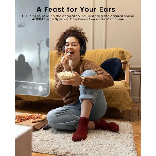 Wireless Headphones for TV with LED Display, TV Headphones Wireless for Seniors with Transmitter Charging Base, No Audio Delay Bluetooth V5.3, Plug and Play, Gift for Seniors/Hearing Impaired (Black)