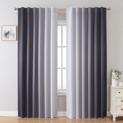 MIUCO Blackout Curtains & Drapes for Bedroom Living Room 84 Inches Long Grey and White Room Darkening Ombre Curtains Rod Pocket & Back Tab Curtains Thermal Insulated Light Blocking 2 Panels Set