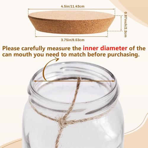 Kathfly 2 Pcs Tapered Cork Stoppers for 3.74-4.0 Inch Jar Openings, Large Cork Canning Jar Lids Wood Plugs Glass Wine Bottle Lids for Home Bar Kitchen Accessories, 4.5 Top and 3.74 Base (Large)