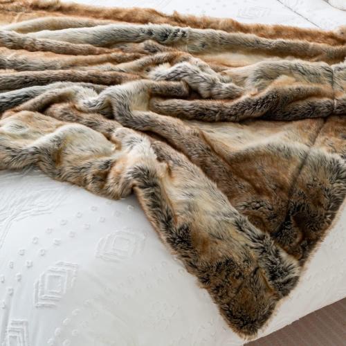 Luxury Brown Faux Fur Throw Blanket for Couch,50x60, Shaggy