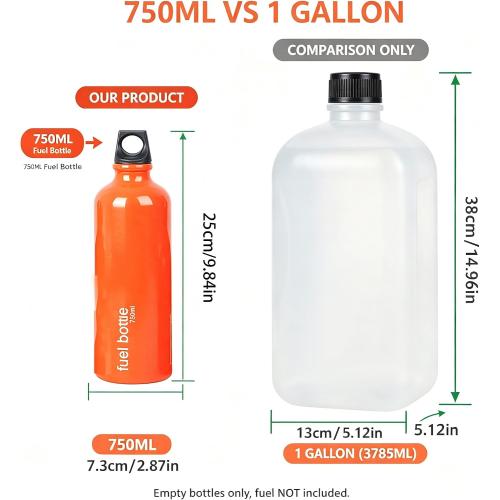 Aluminum Fuel Bottle 750ml/25 oz Camping Fuel Container
