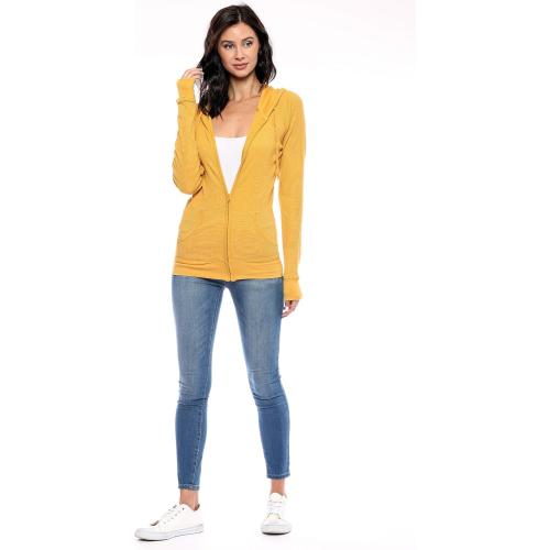 Urban Look Women's Casual Light Weight Thermal Zip Up Hoodies