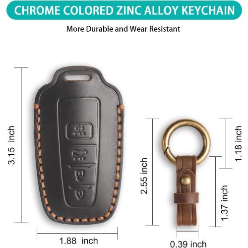 for Toyota Key Fob Cover Genuine Leather Key Case Shell Compatible with 4Runner Highlander Camry RAV4 C-HR (Black, 4 Buttons)