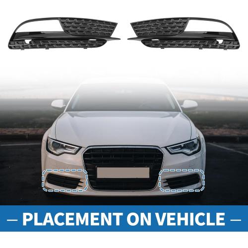 Fog Light Grill No.8T0807681H/8T0807682H 20.28x5.12 Front Lower Bumper Fog Light Cover Inserts for Audi A5 2013-2017 ABS Black