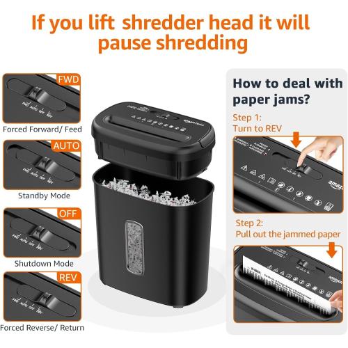 Amazon Basics 8-Sheet Cross Cut Paper Shredder and Credit Card Shredder - Black