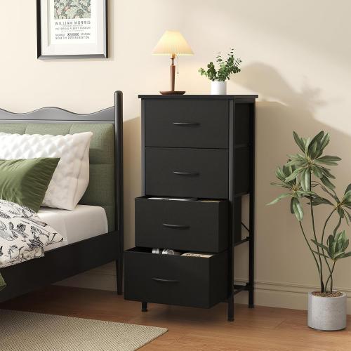 Sweetcrispy Dresser for Bedroom, 4 Drawer Storage Cabinet, Tall Nightstand