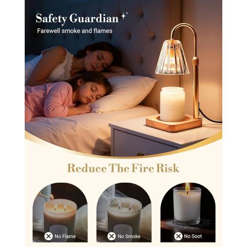 Marycele Candle Warmer Lamp with Timer & Dimmer - Mothers Day Gifts for Women Mom Her, Aesthetic Office Home Decor, Adjustable Height Wax Melter for Candle Jar & 3-Wick Candles (2 Bulbs Included)