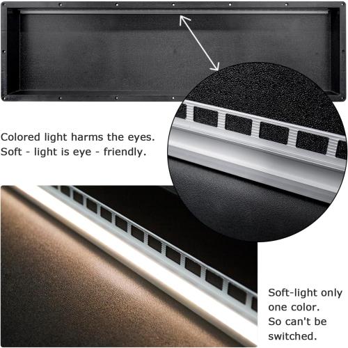 Uni-Green Large Ready to Tile Niche 14X50 in with LED Strip Light 4000K Natural White Waterproof,with Built-in Aluminum Tile Edge Design