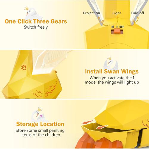 MFEESYOB Drawing Projector for Kids, Tracing and Drawing Projector for Kids with Cute Swan Look, Smart Art Sketcher Projector with 96 Stencils, Toddler Toys for Girls Boys 3 , Yellow