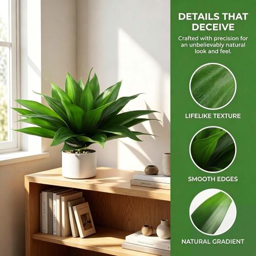 Artificial Agave Plants-Set of 2 Large Fake Agave for Outdoors,Faux Aesthetic Plants for Home Decor, Realistic UV Resistant Fake Agave Plants Without Pot