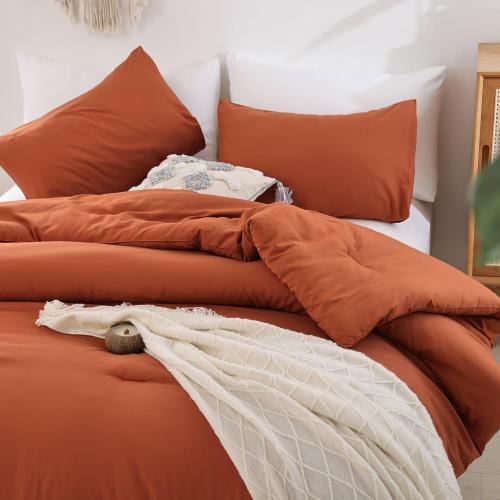 Queen Comforter Set Burnt Orange 68x88