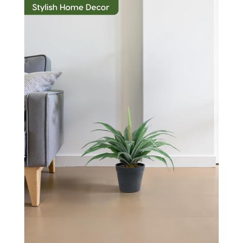 Velener Artificial Agave Plant in Black Pot with Real Stone Pebbles, Large Fake Agave Plants with Green Serrated Leaves, Faux Yucca for Indoor and Outdoor Decor-17 Inches Tall, 29 Leaves