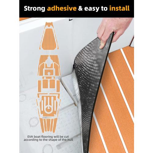 FOCEAN Boat Flooring EVA Foam Boat Decking Faux Teak Marine Flooring Marine Mat Sheet for Motorboat Jon Boats Bass Boat RV Kayak, 94.5x 47.2/35.4/23.6/15.7