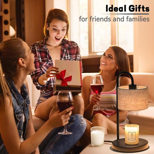 Candle Warmer Lamp with Timer, Dimmable Candle Wax Warmer Electric Candle Lamp for Scented Candles with 2 Bulbs, House Warming Gifts Christmas Gifts for Women Bedroom Home Decor - Linen