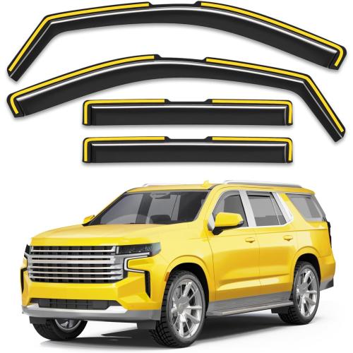 in-Channel Window Rain Guards Fit for Chevy Tahoe/Cadillac Escalade/GMC Yukon 2021-2026 Rain Guard Extra Durable Window Deflectors Vent Visors Vent Shades Exterior Car Accessories-4pcs