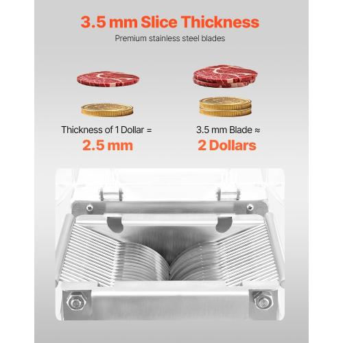 VEVOR Meat Cutter Machine, 550W Meat Slicer, 350 lb/h Commercial Meat Cutting Machine, Stainless Steel, 3.5 mm Thickness, Electric Food Cutting Slicer for Home Kitchen, Restaurant, Supermarket