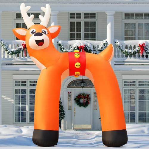 COMIN 14FT Christmas Inflatables Outdoor Decorations Blow Ups Reindeer Archway with Built-in LEDs for Yard Party Lawn Decor