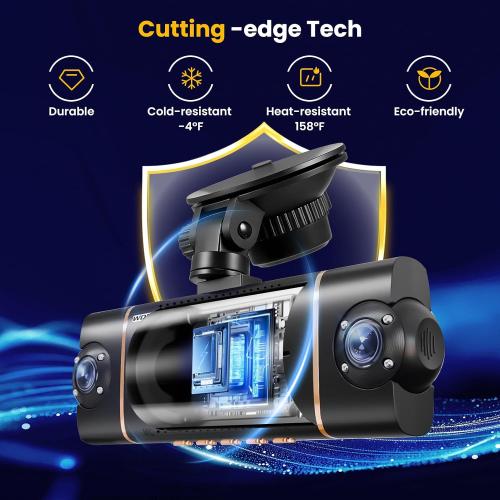 4 Channel Dash Cam 360° View Front Rear Inside & Left Right,4K 1080P*3 FHD Car Camera,5G WiFi & APP Control,8 IR Lamps Night Vision, G-Sensor, 24H Parking Mode, with a Free 64GB SD Card