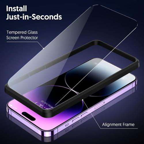 Fotbor for [3 3 Pack] iPhone 14 Pro Max Screen Protector with Camera Lens Protector, 9H Shatterproof Tempered Glass Film with Easy Installation Frame, HD Clear Sensitive Full Coverage 6.7 Inch‼️missing two‼️