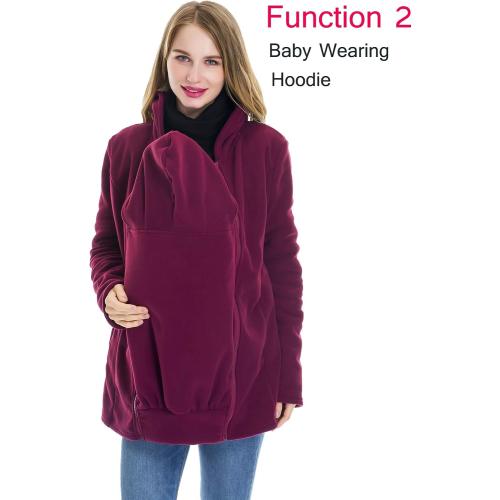 Smallshow Women's Fleece Zip Up 3 in 1 Maternity Baby Wearing Hoodie Sweatshirt Jacket large