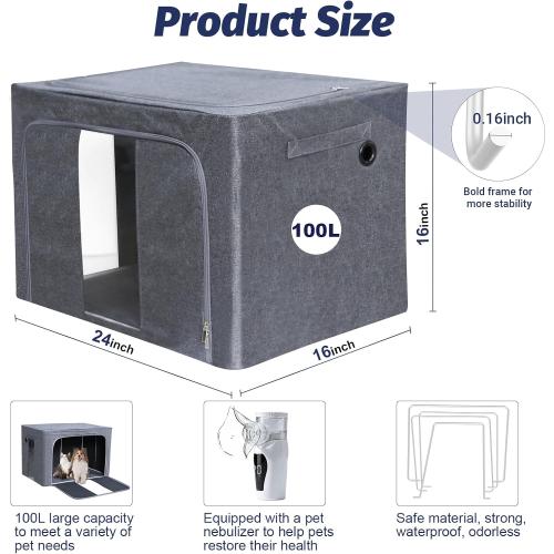REDDOUDOU Pet Oxygen Chamber, Small Pet Incubator, Animal Nebulizer Box, Pets Delivery with Padded Cotton, Cat's Nest, Pets Nebulizer Accessories for Dogs, Cats, Puppies, Kittens(100L)