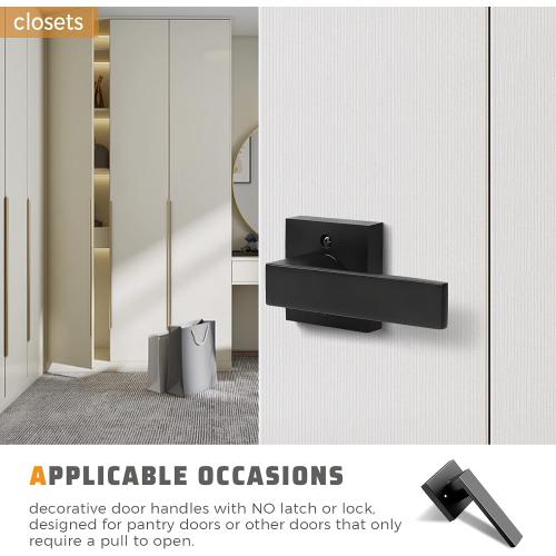 2 Pack Heavy Duty Dummy Door Lever Dummy Door Handle, Single Sided Handle for Interior Use in Matte Black Finish, for Both Right/Left Handing 0.93 lb One Lever