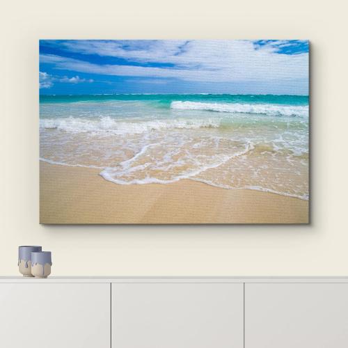 wall26 Canvas Print Wall Art Vibrant Beach Ocean Waves & Seafoam Nature Wilderness Photography Modern Art Rustic Scenic Colorful Multicolor for Living Room, Bedroom, Office - 16x24