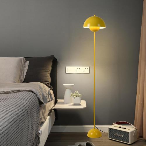 COSYLUX Modern Floor Lamp for Living Room, Industrial Tall Standing Lamp for Bedroom, Metal Shade Reflecting Light Reading Floor Lamp for Office, Nursery Room, Corner(Yellow)