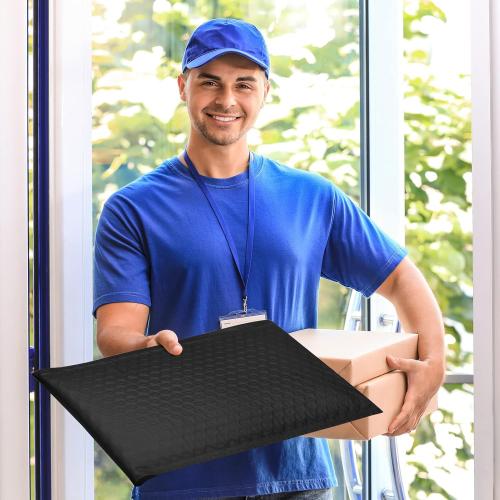 Fuxury Bubble Mailers 10.5x16 Inch 50 Pack Self Seal Padded Envelopes Waterproof Mailing Envelopes Bubble Padded Cushioning Padded Mailers Bubble Bags for Packaging Small Business Large #5 Black